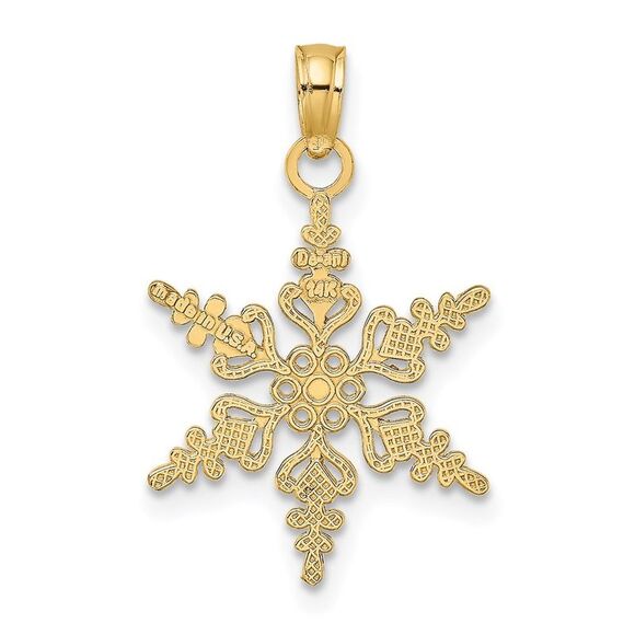 14k Yellow Gold Polished Snowflake Charm